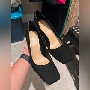 ALDO Square-Toe Suede Pumps in Black